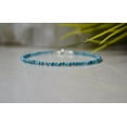 thumbnail image 2 of Apatite 3mm Round Shape Faceted Cut Beads 7 inch Silver Plated Clasp Bracelet for men, women, unisex. Link Chain Stacking Bracelet.|LINK_00608, 2 of 5