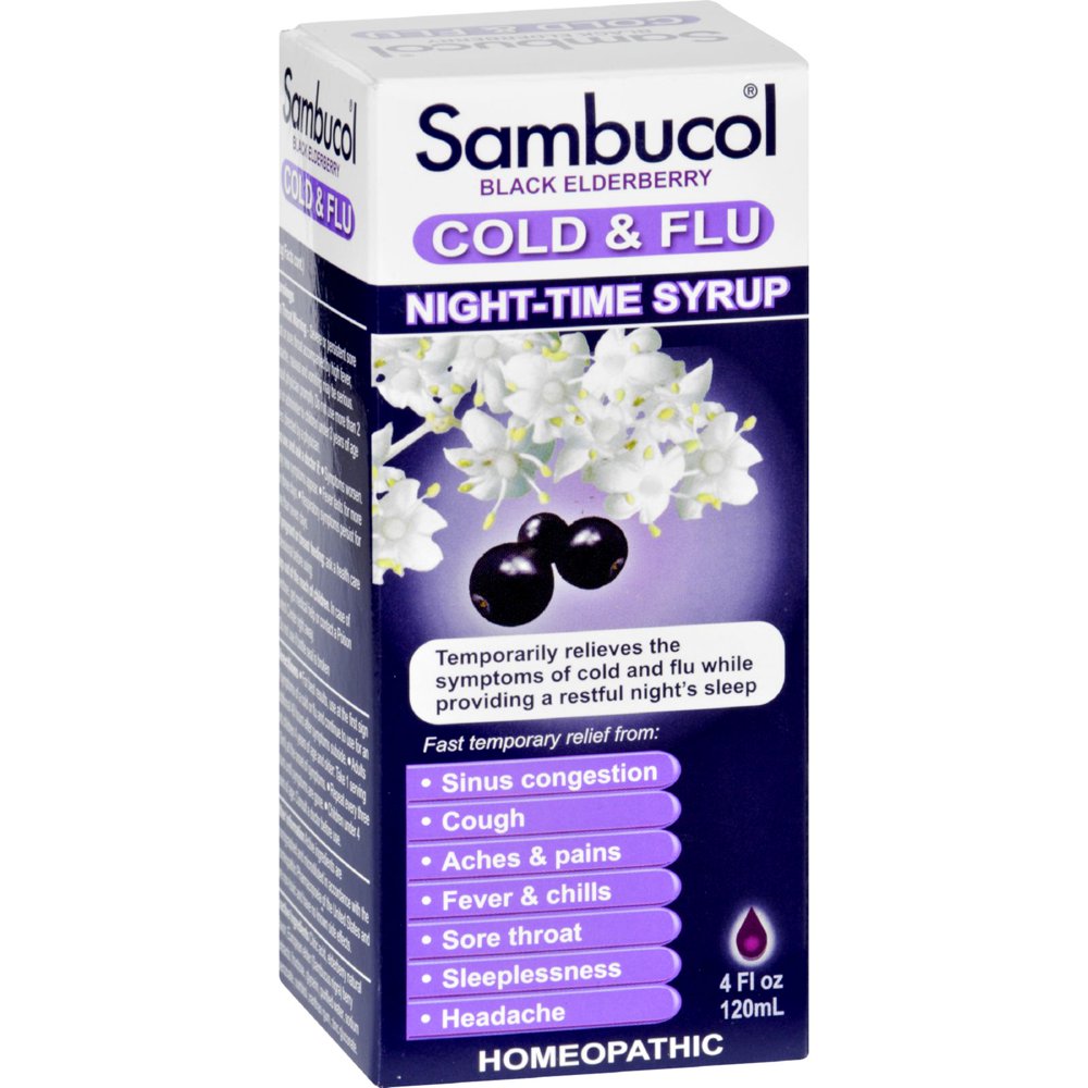 Sambucol Black Elderberry Night Time Cold & Flu Syrup, 4 fl oz