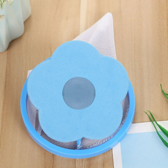 Peggybuy Washing Machine Pet Fur Catcher Reusable Flower Shaped Filter Net (Blue)