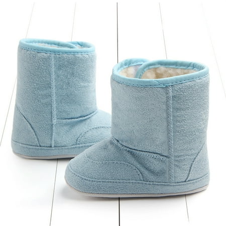 

Toyella Suede cotton baby walking shoes baby soft soled shoes Sky Blue 12yards