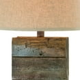 thumbnail image 3 of Buon 31 Inch Hydrocal Table Lamp, Drum Shade, Dark Brown Tall Block Base, 3 of 5