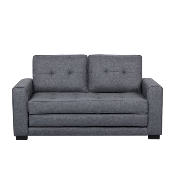 US Pride Furniture Franco Convertible Sleeper Loveseat, Dark Gray