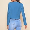 thumbnail image 3 of Women  Jackets, Comfortable Breathable Women Casual Work Blazers Long Sleeve Open Front Polyester Pure Color  For Date For Work Blue XL, 3 of 5