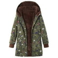 thumbnail image 2 of Retro Women Floral Print Thicken Long Sleeve Hooded Button Padded Coat Outwear, 2 of 8