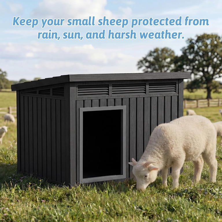 Goat Resin Goat House, Weather Resistant Resin Dog Houses with Sloped Roof ...