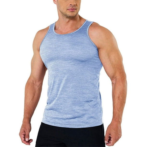 adviicd Tank Tops Men Gym Mens Tank Top Soft Performance Boxing Gym Shirts  Plain Muscle Tee Light Blue,XXXL 
