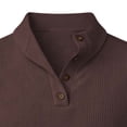 thumbnail image 6 of Short Sleeve Tops for Men Corduroy Knit Turn-Down Collar Henley Tee Shirt Solid Color Casual Summer T-shirts (3XL, Brown), 6 of 6