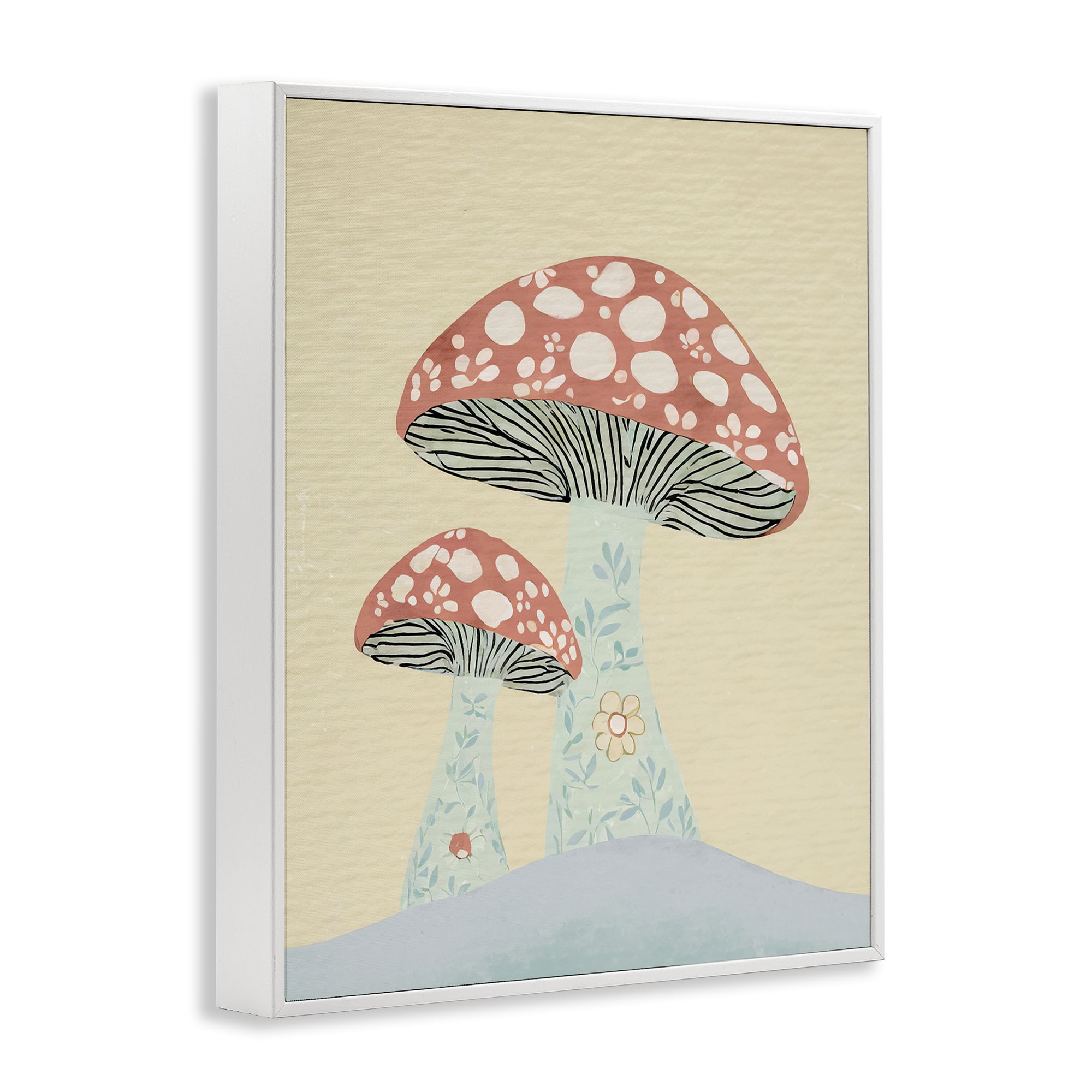 Stupell Industries Floral Collaged Mushrooms Botanical & Floral Painting White Framed Art Print Wall Art, 11 x 14