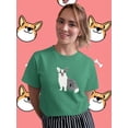 thumbnail image 2 of Monochrome Corgi Watercolor T-Shirt Women -Image by Shutterstock, Female Small, 2 of 4