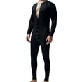 thumbnail image 2 of Xdegoge Mens Union Suit One Piece Pajamas Thermal Henley Sleepwear Button Down Long Johns Full Body Jumpsuit Casual Comfy Nightwear Loungewear Base Layer, 2 of 9