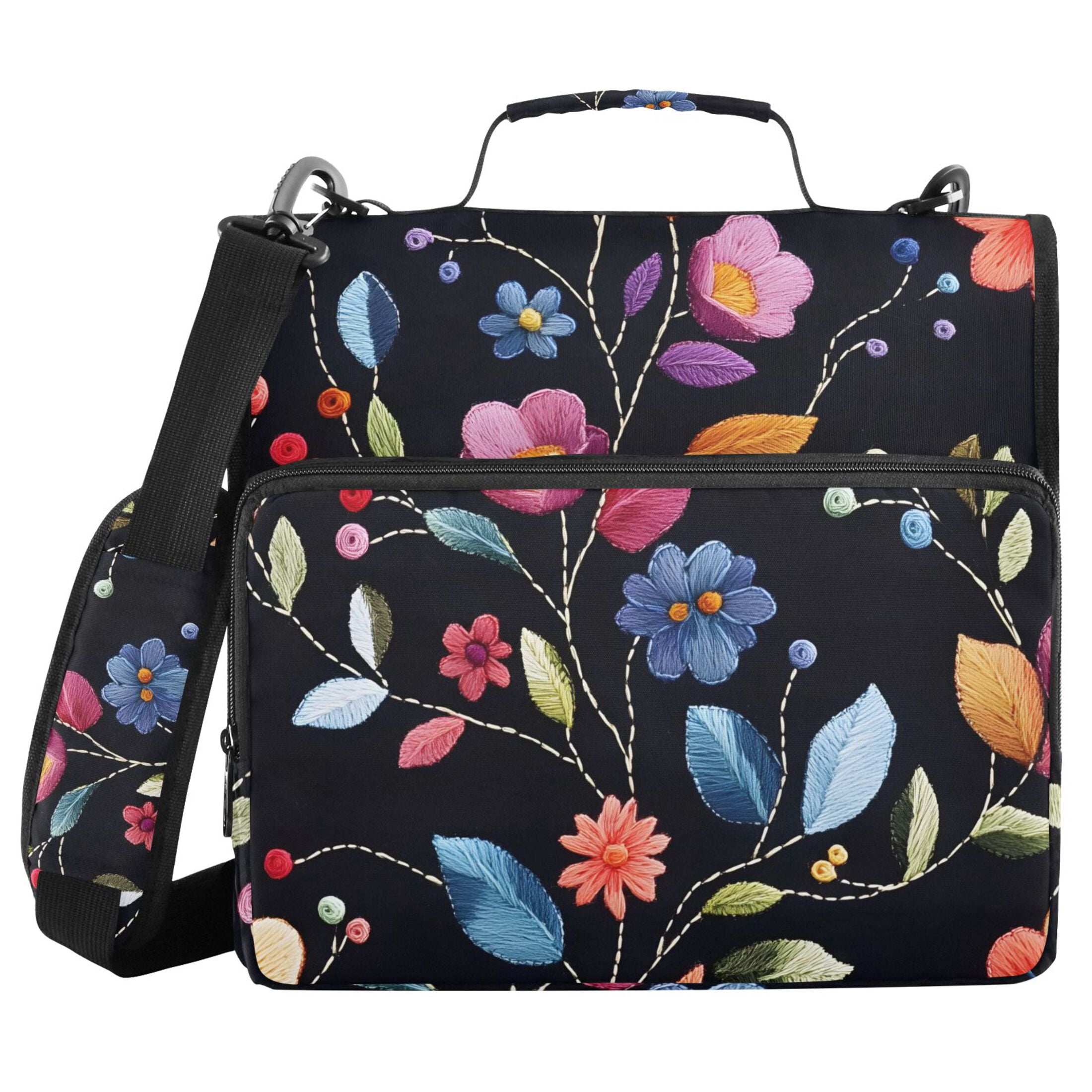 ALAZA Zipper Binder Ethnic Flower Pattern 3 Ring Trapper Keeper File Folder Organizer Bag