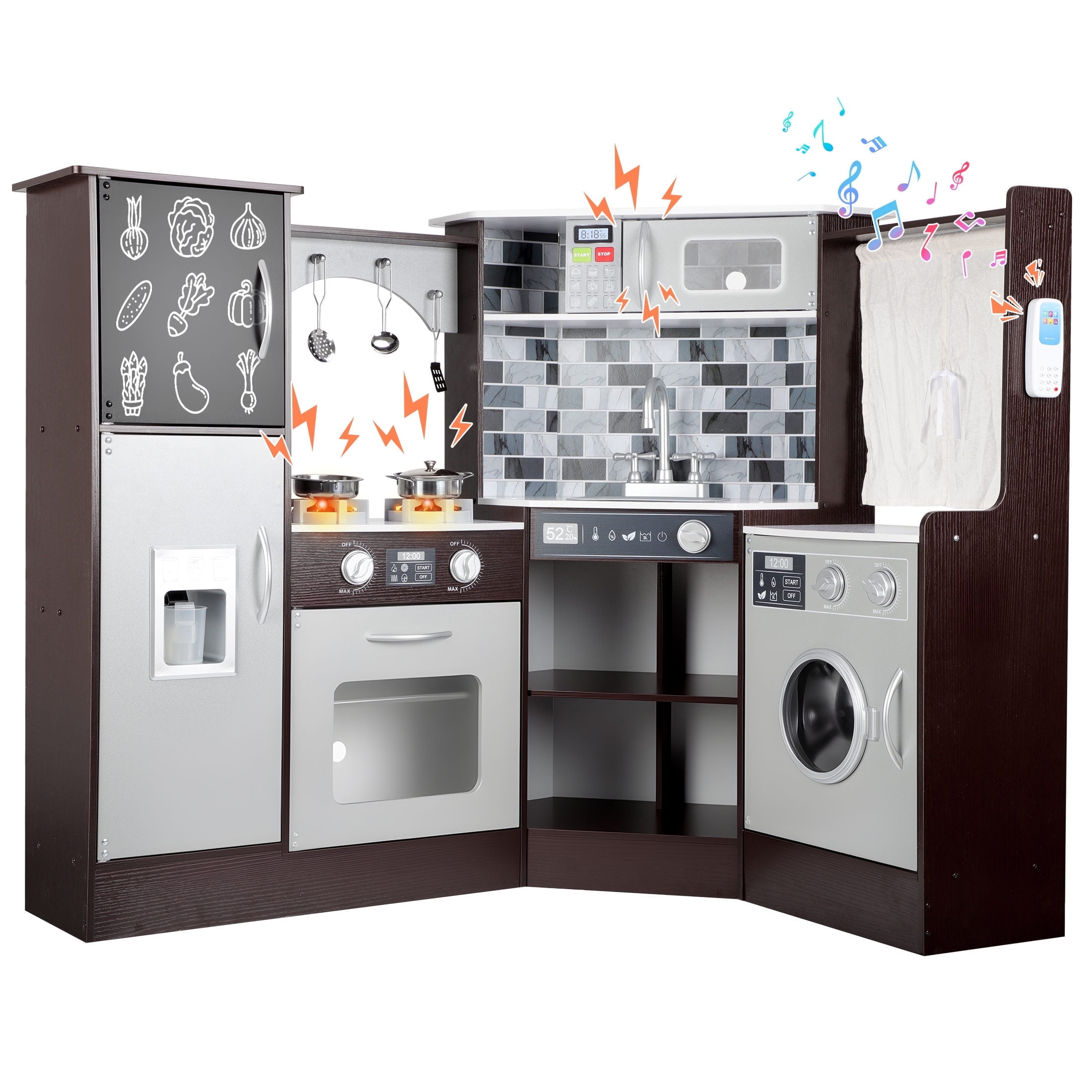 iYofe Corner Wooden Play Kitchen with Light & Sound photo 1
