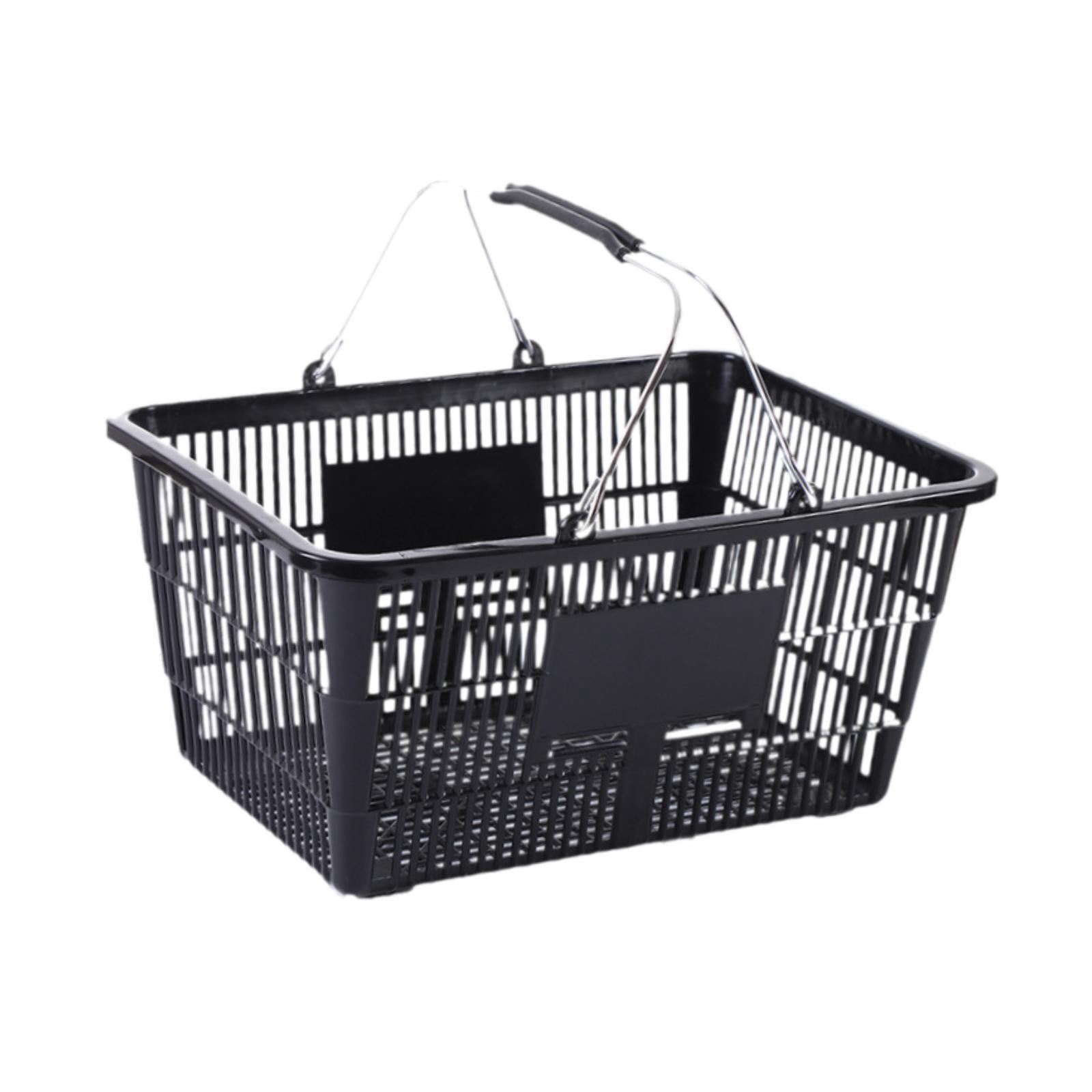Fiocias Shopping Basket Grocery Basket Sturdy Storage Holder Ergonomic Metal with Handle Black