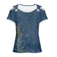 thumbnail image 5 of Turilly Turilly Women's Off-The-Shoulder Tops Short Sleeved Cutout Casual Printed Top, 5 of 5