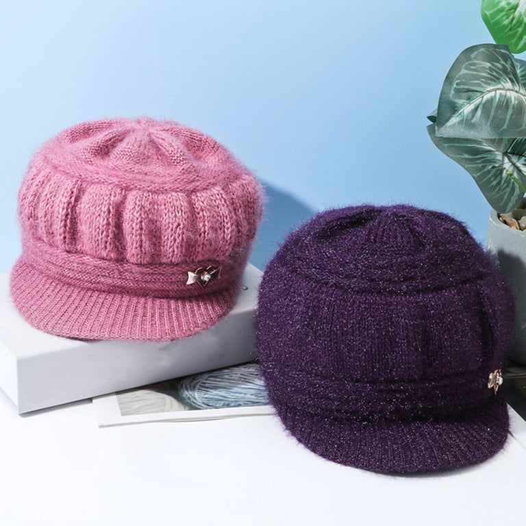 Dyfzdhu Women Winter Warm Knit Hat Wool Snow Ski Caps With 