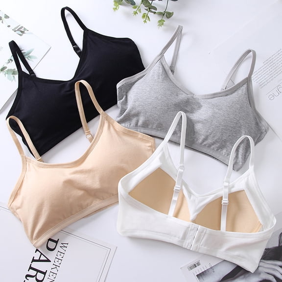 Girls Training Bra Teen Developed Training Lightly non-removable vest Padded No Wire Bra for Girls Adjustable A-Cup