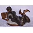 thumbnail image 5 of Nifao African American Boy reading a book bronze statue – Home Office Decor Sculpture, 42"L x 15"W x 19"H, 5 of 12