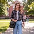 thumbnail image 5 of Plaid Shirts for Women Casual Flannel Long Sleeve Button Down Shirt, 5 of 9