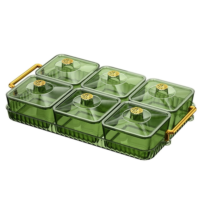 Dried Fruit Tray Plastic Compartmentalized Living Room Storage Box With Lid 35 cm x 20 cm x 7.2 cm