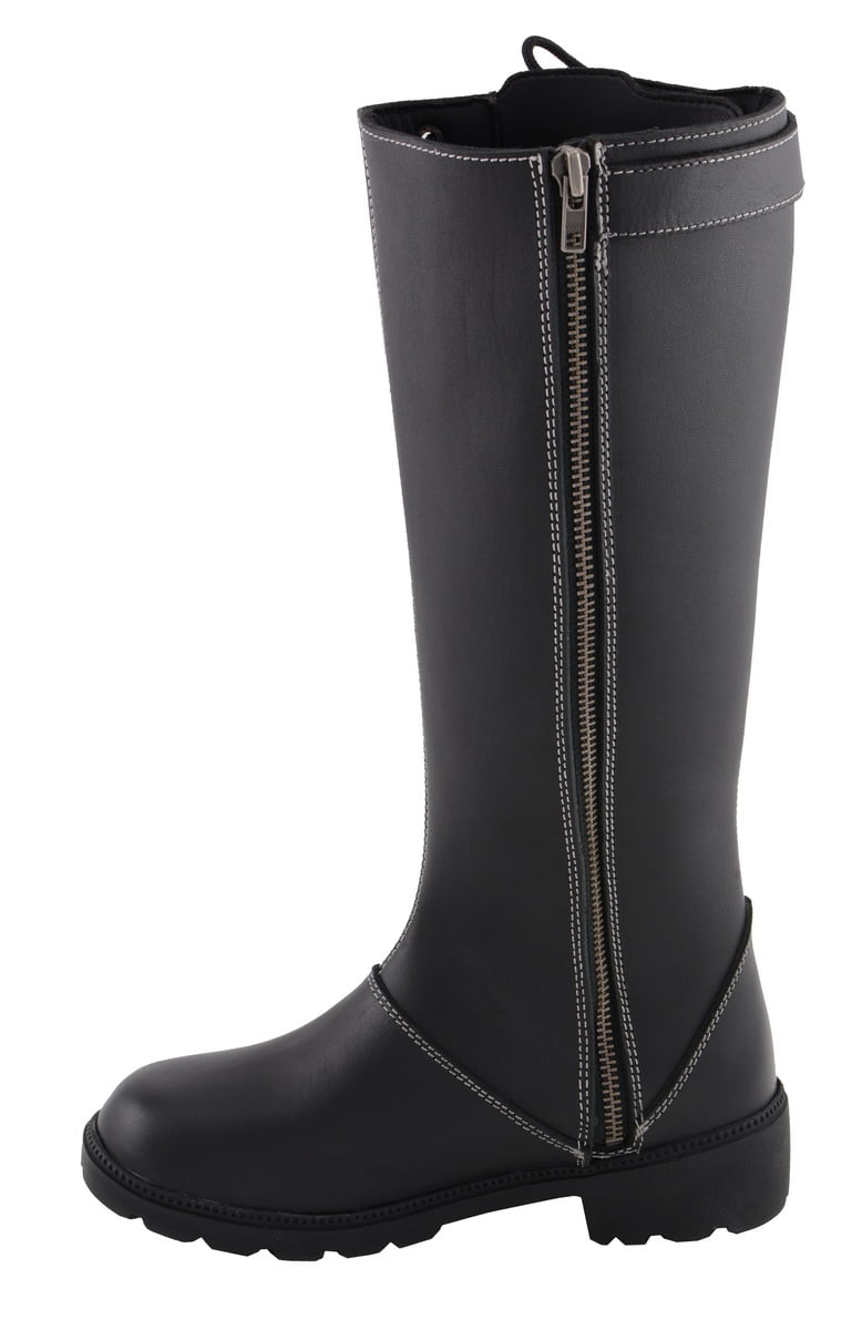 Milwaukee Leather MBL9370 Womens 17 Inch Black Lace Side Boot with Contrast White Stitching 10