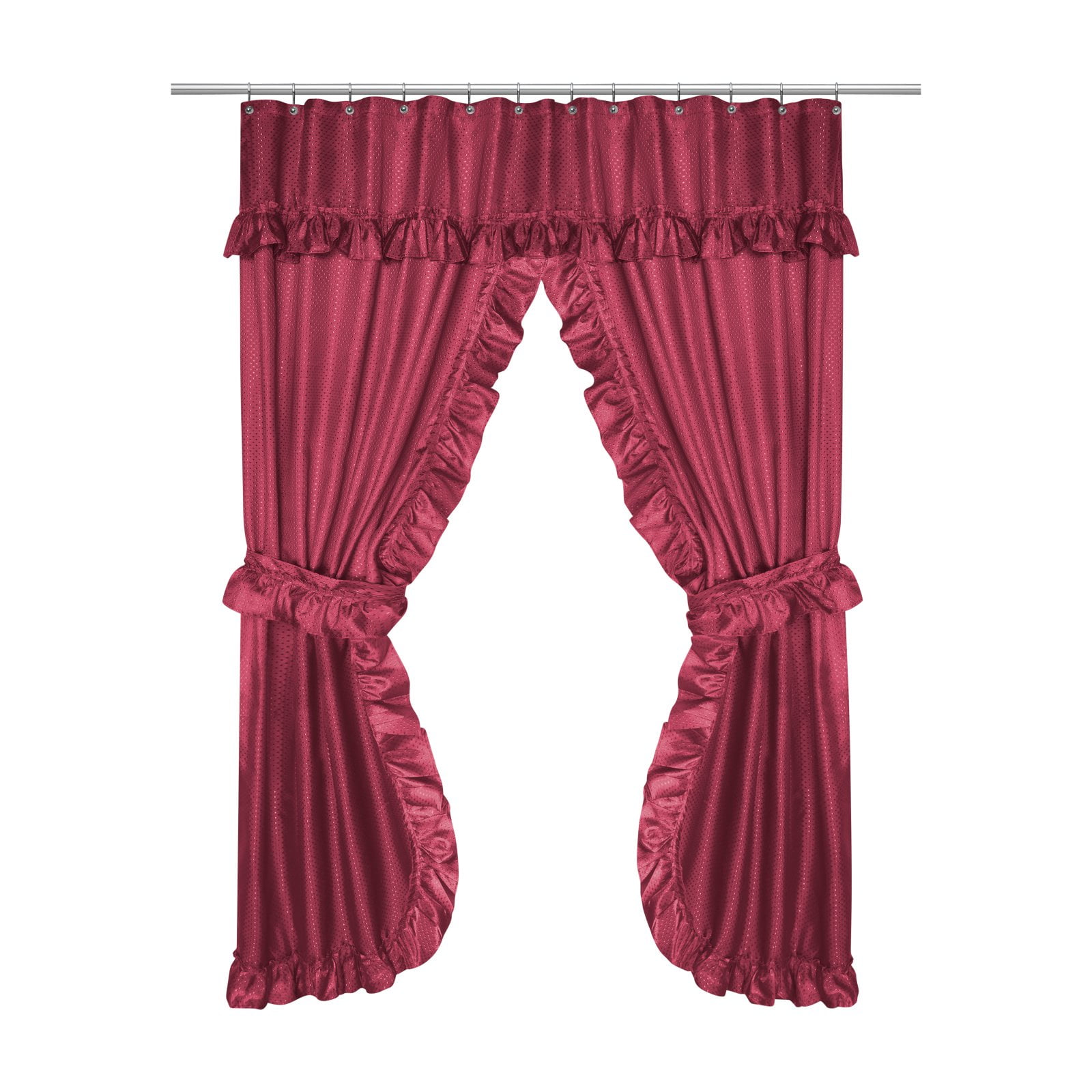 Lauren Double Swag Curtain, Burgundy