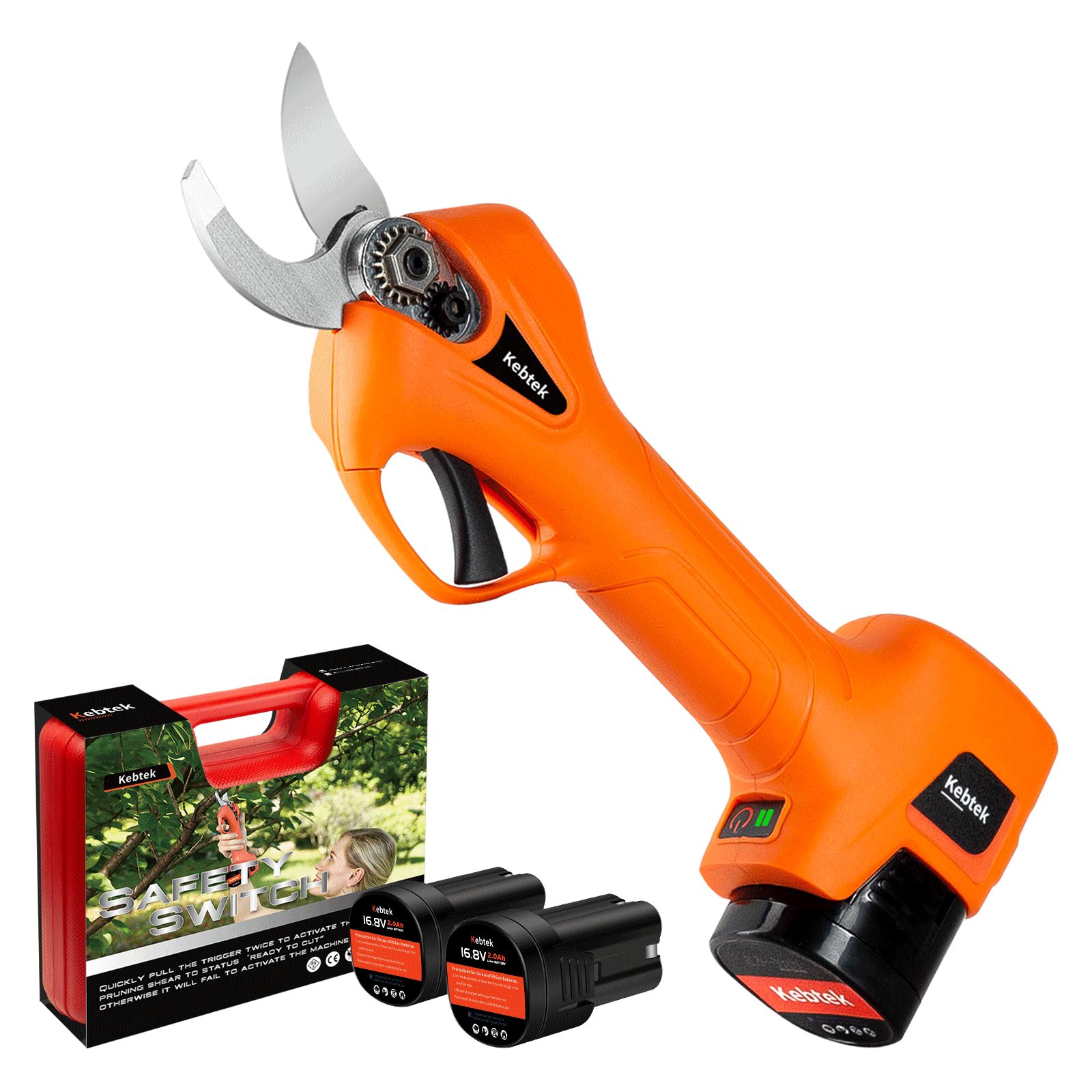 Cutting Diameter with 2 Pack Backup Rechargeable 2Ah Lithium Battery for Gardens Parks Farms 6-8 Working Hours Electric Pruning Shears 0.98Inch Low Noise Cordless Electric Tree Branch Pruner 25mm 