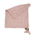 thumbnail image 4 of Women Plaid Wood Bead Tassel Cotton Scarf Lightweight Wrap Shawl Dusty Rose, 4 of 4