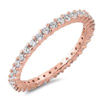 CHOOSE YOUR COLOR Clear CZ Modern Stackable Ring .925 Sterling Silver Thumb Band White Female Size 9