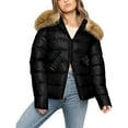 thumbnail image 2 of AUNVITO Women's Winter Down Jacket Imitation Raccoon Collar Belted Short Coat Casual and Fashionable Winter Style, 2 of 8
