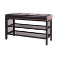 thumbnail image 1 of Banco Zapatero de 3 Niveles con Asiento Acolchado de PU y Estructura de Metal  (Negro), 1 of 4