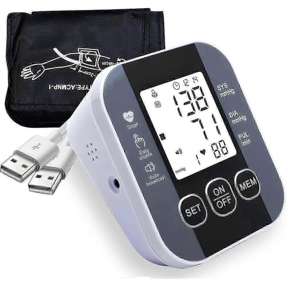 Monitor de presión arterial con brazalete grande, máquina para medir la presión arterial, monitor médico de presión arterial, brazalete para la parte superior del brazo.