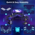 thumbnail image 2 of GUNAITO 61 Inch L Shaped Desk with Storage Selfs,Corner Gaming Desk,Computer Desk L Shaped,Carbon Fiber Black, 2 of 8