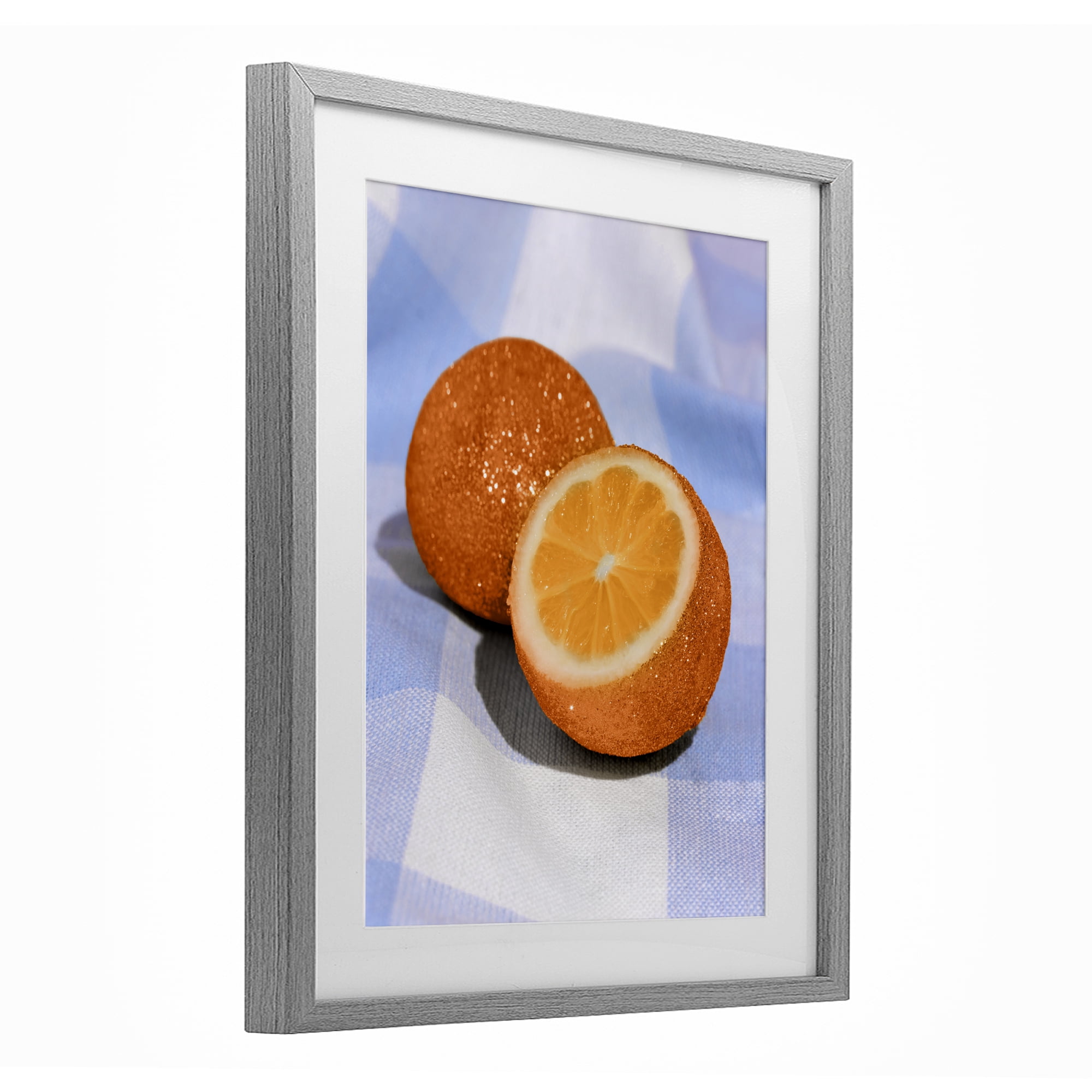 Stupell Industries Glimmer Orange on Blue Gray Framed Print Under Glass, design by LISH Creative