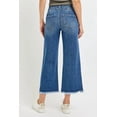 thumbnail image 6 of Womens High Rise Crop Wide Leg Jeans with Wide Band Detail and Buttoned Pockets Modern Fit Comfortable Stretch, 6 of 7