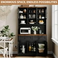 thumbnail image 5 of 70.8" Tall Kitchen Pantry Cabinet with Charging Station, Storage Cabinet with Hutch, Fluted Glass Doors for Dining Room, Black, 5 of 10
