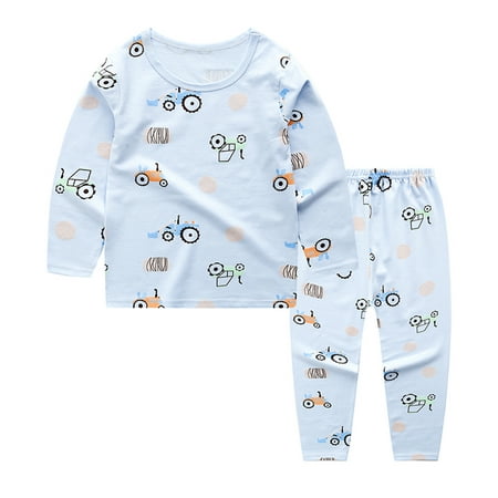 

EHTMSAK Infant Baby Toddler Children Girl Cartoon Print Outfits T Shirts and Pants Set Long Sleeve Clothing Set Light blue 6M-10Y 140