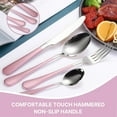 thumbnail image 2 of 24 Pieces Flatware Set, Stainless Steel Cutlery Set with Silverware Holder, Pink Spoons Forks Knives Set, Hanging Silverware Set Service for 6, Durable Stainless Steel Utensils Set, 2 of 7