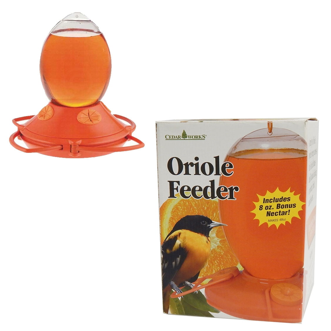 Orange Oriole Bird Feeder wtih 8oz of FREE Nectar Large 64oz Capacity