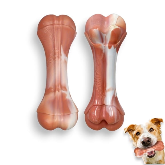 Nylon Bone Dog Toy for Aggressive Chewers, Durable Chew Toy for Large Dogs, Red and White