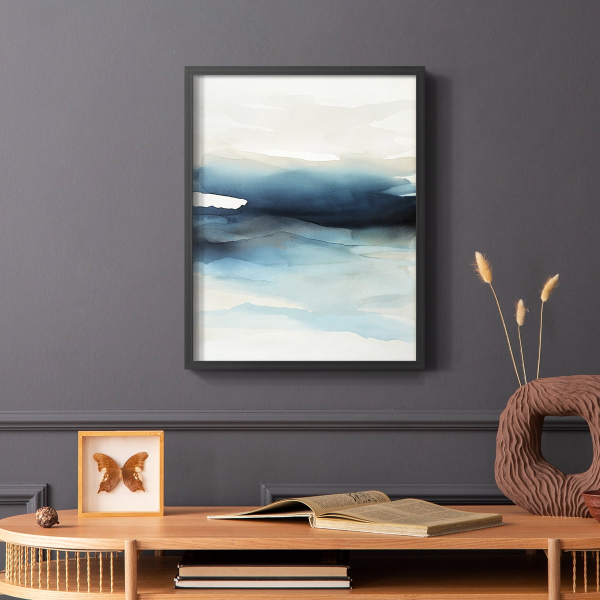 Waves II Framed Print in Black Solid Wood 22 x 28 Framed Print