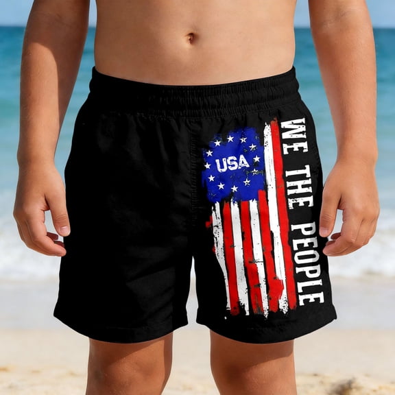 BOOMNY 250 Anniversary Usa Baby Boys Shorts Elastic Waist Beach Shorts for Kids Independence Day Patriotic Usa Flag Graphic Childrens Summer Dailywear