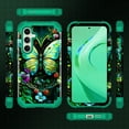 thumbnail image 2 of Casetego for Samsung Galaxy S24 FE 5G Case,Shockproof Three Layer Heavy Duty Soft Silicone Rubber Bumper+Hard Plastic Hybrid Protective Case,Green Butterfly, 2 of 8