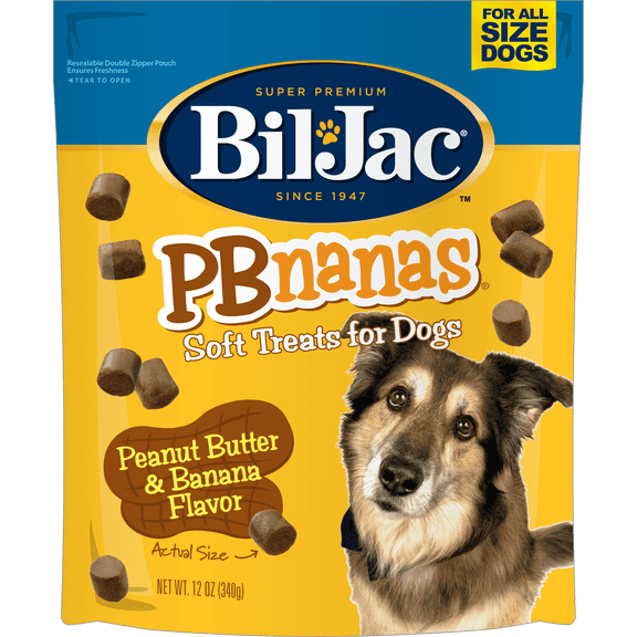 Bil-Jac PBnanas Soft Dog Treats, 12 oz, Peanut Butter & Banana Flavor