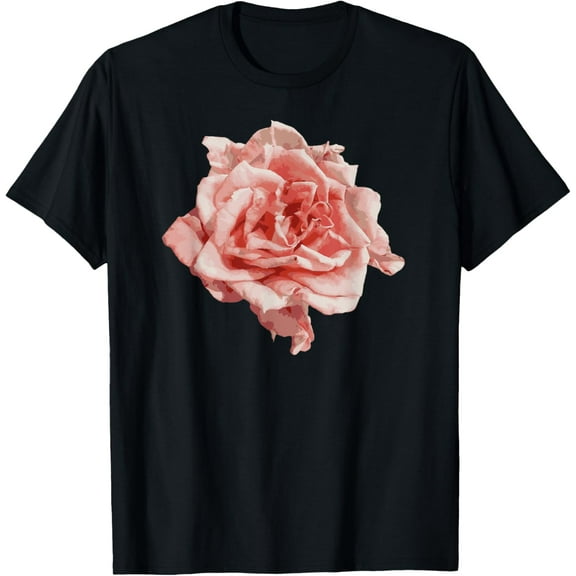 Single Pink Rose Flower Design For Women, Girls, Teens T-Shirt