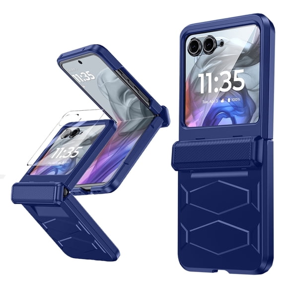 Vizvera para Motorola Razr 50/Razr 60 Funda con Cubierta de Bisagra, Protector de Pantalla Integrado a Prueba de Golpes Cubierta de Smartphone Todo Incluido Carga Inalámbrica para Motorola Razr 2024/