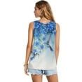 thumbnail image 2 of Jeiento Women's Blue Floral Birds Tank Tops Women Casual Sleeveless T Shirt Plus Size Ladies Teenager Gir V Neck Pleated Tunic Top Dressy Shirts Loose Fit Tunic Blouse Beach Vacation Outfit,5XL, 2 of 7