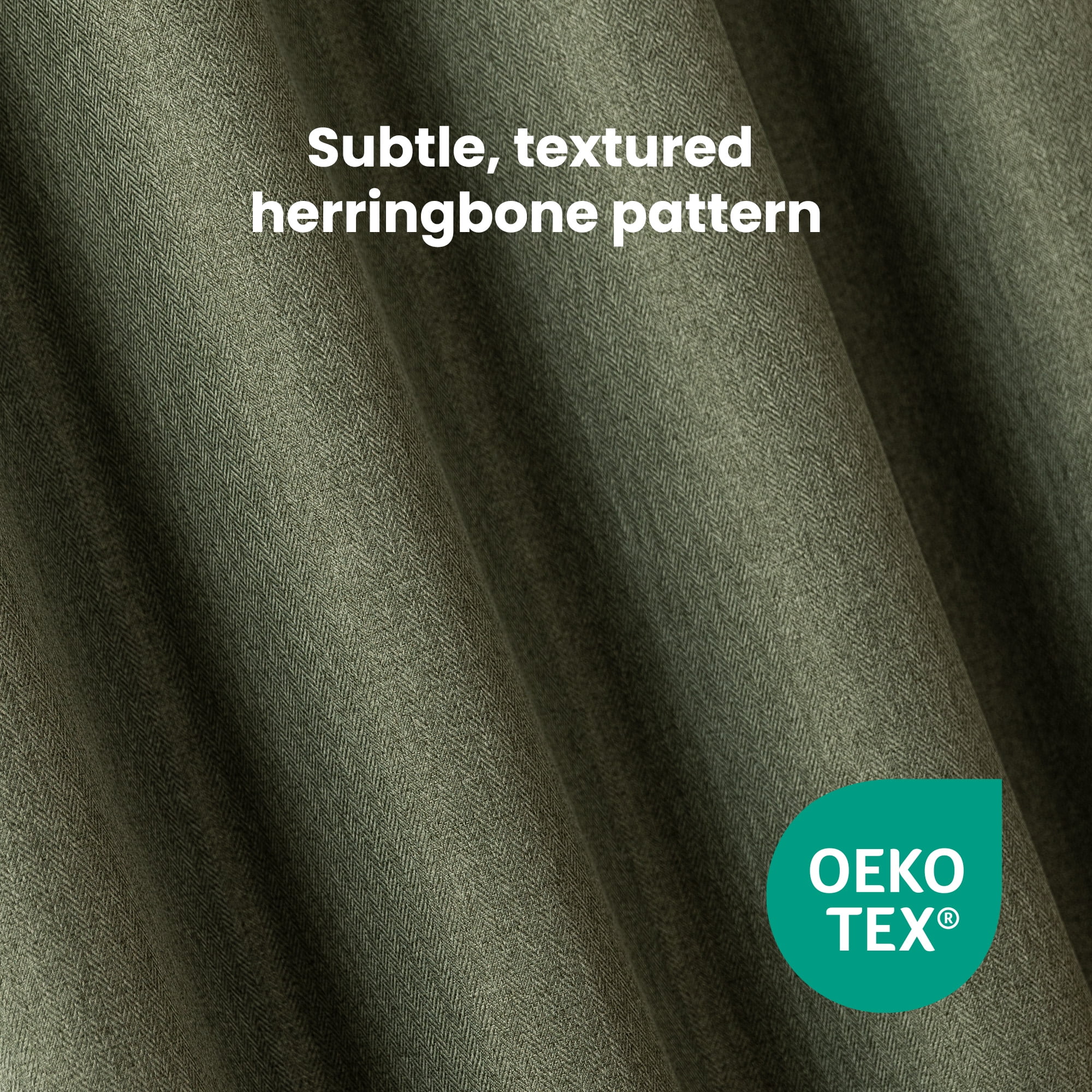 Sleep Zone Solid Herringbone Blackout Curtains Pack of 2, Drapes for Living Room, 42" x 95" Dark Green