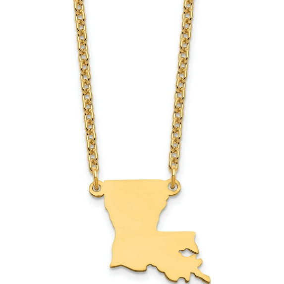 Ss/Gold Plated Sterling Silver/Gold-Plated Louisiana State Necklace Made In United States xna706gp-la
