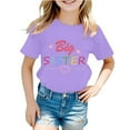 thumbnail image 1 of LUOGENLI T-Shirt pour Filles Mode Décontractée Lettre Col Rond Manches Courtes T-Shirt Haut 1 Chemises pour Filles Longueur Midi Tendance Violet 13-14 Ans, 1 of 3