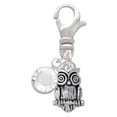 thumbnail image 2 of Delight Jewelry Silvertone Mini Owl - Silvertone Clip on Charm with Clear Crystal Drop, 2 of 4